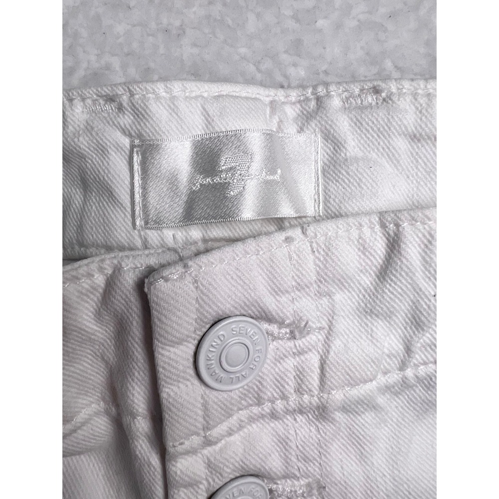 7 For All Mankind Portia Mega Flare Jeans White Sailor Button High Rise 32 NWT - Picture 7 of 14